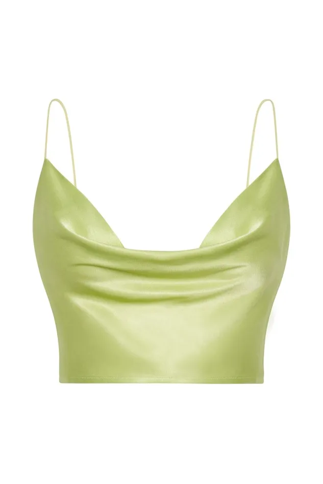 Meshki Crop Tops Women Poppy Satin Cowl Neck Top 8211 Pistachio Green Pistachiogreen Meshki Crop Tops Women Poppy Satin Cowl Neck Top 8211 Pistachio Green Pistachiogreen