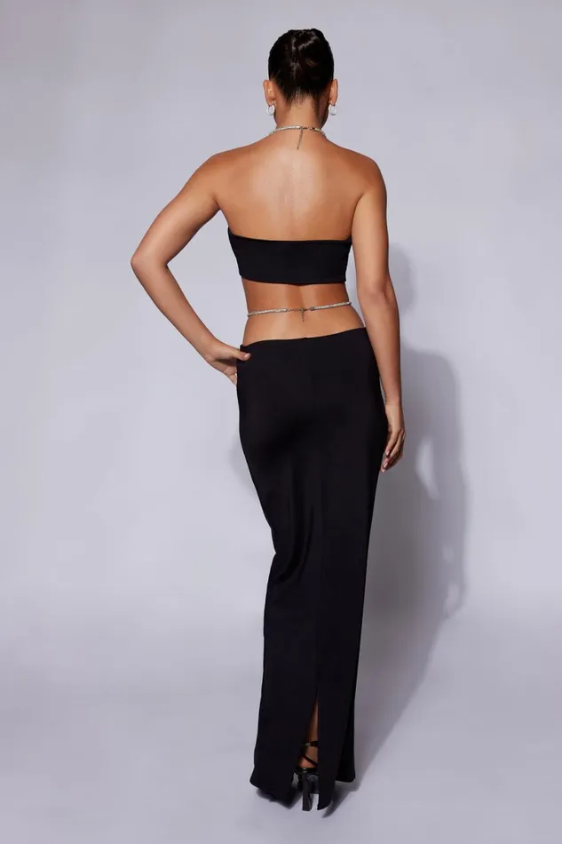 Meshki Crop Tops Women Ruby Diamante Rope Ruched Bandeau 8211 Black Black Meshki Crop Tops Women Ruby Diamante Rope Ruched Bandeau 8211 Black Black