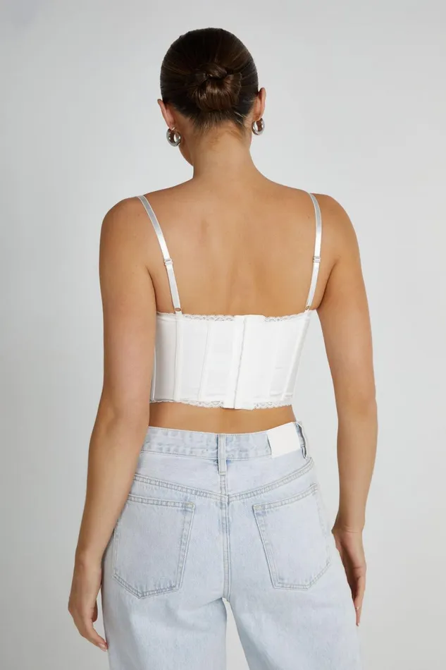 Meshki Crop Tops Women Sansa Lace Bustier 8211 White White