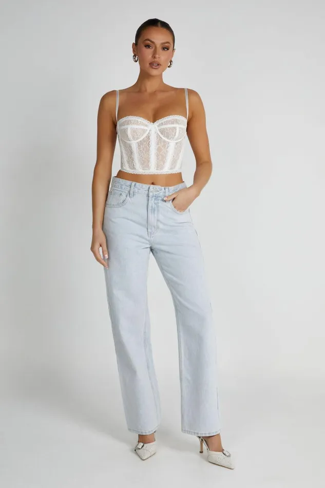 Meshki Crop Tops Women Sansa Lace Bustier 8211 White White