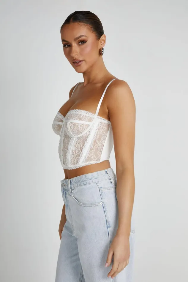 Meshki Crop Tops Women Sansa Lace Bustier 8211 White White