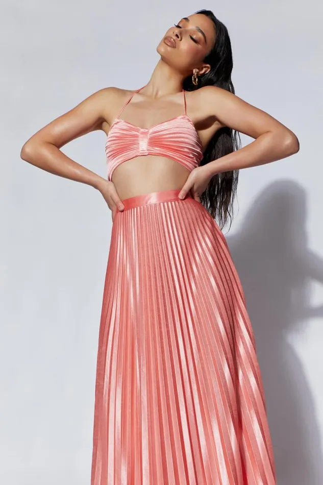 Meshki Crop Tops Women Shirin Pleated Halter Top 8211 Rosewater Rosewater Meshki Crop Tops Women Shirin Pleated Halter Top 8211 Rosewater Rosewater