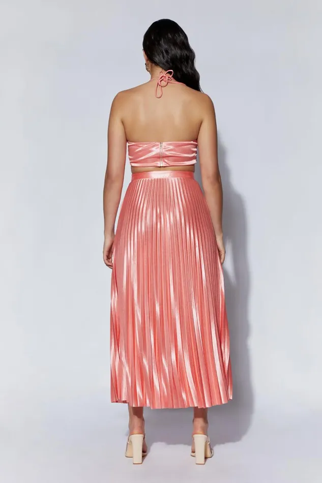 Meshki Crop Tops Women Shirin Pleated Halter Top 8211 Rosewater Rosewater Meshki Crop Tops Women Shirin Pleated Halter Top 8211 Rosewater Rosewater