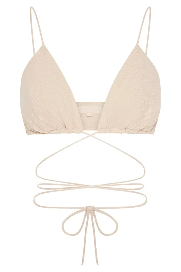 Meshki Crop Tops Women Suzie Triangle Bralette 8211 Stone Stone Meshki Crop Tops Women Suzie Triangle Bralette 8211 Stone Stone