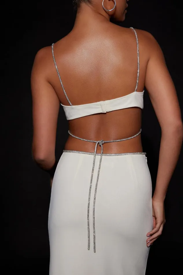 Meshki Crop Tops Women Sweeney Diamante Bralette Top 8211 Bone Bone Meshki Crop Tops Women Sweeney Diamante Bralette Top 8211 Bone Bone