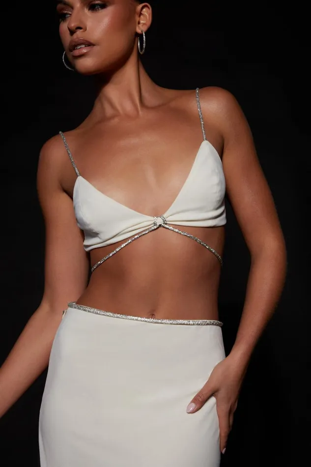 Meshki Crop Tops Women Sweeney Diamante Bralette Top 8211 Bone Bone Meshki Crop Tops Women Sweeney Diamante Bralette Top 8211 Bone Bone