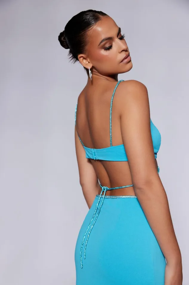 Meshki Crop Tops Women Sweeney Diamante Bralette Top 8211 Cyan Blue Cyanblue Meshki Crop Tops Women Sweeney Diamante Bralette Top 8211 Cyan Blue Cyanblue