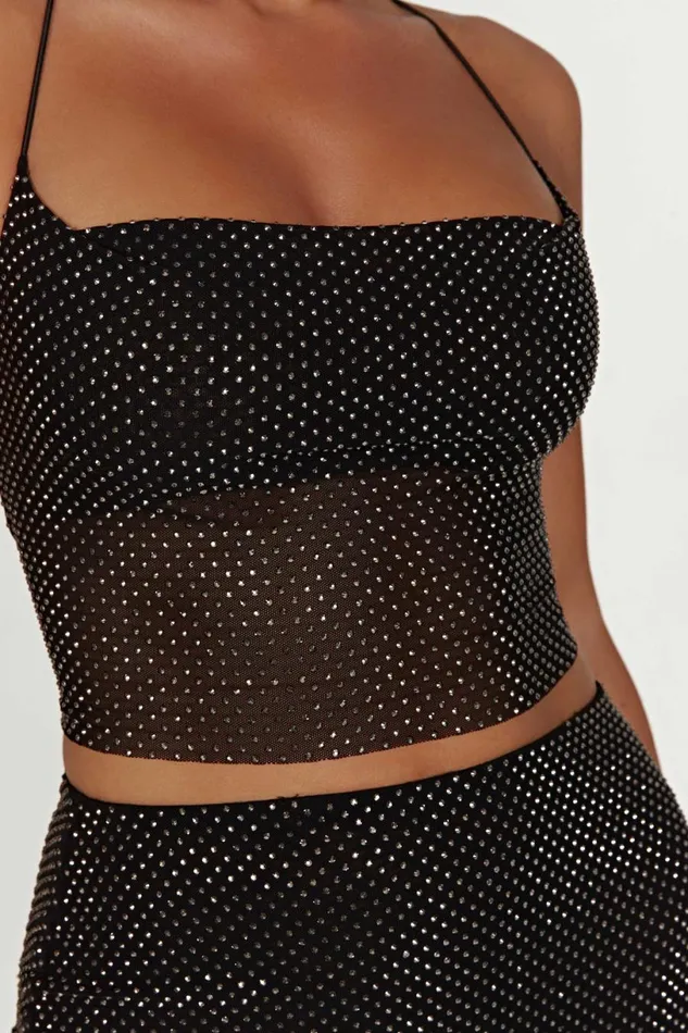 Meshki Crop Tops Women Tamra Strappy Diamante Top 8211 Black Black
