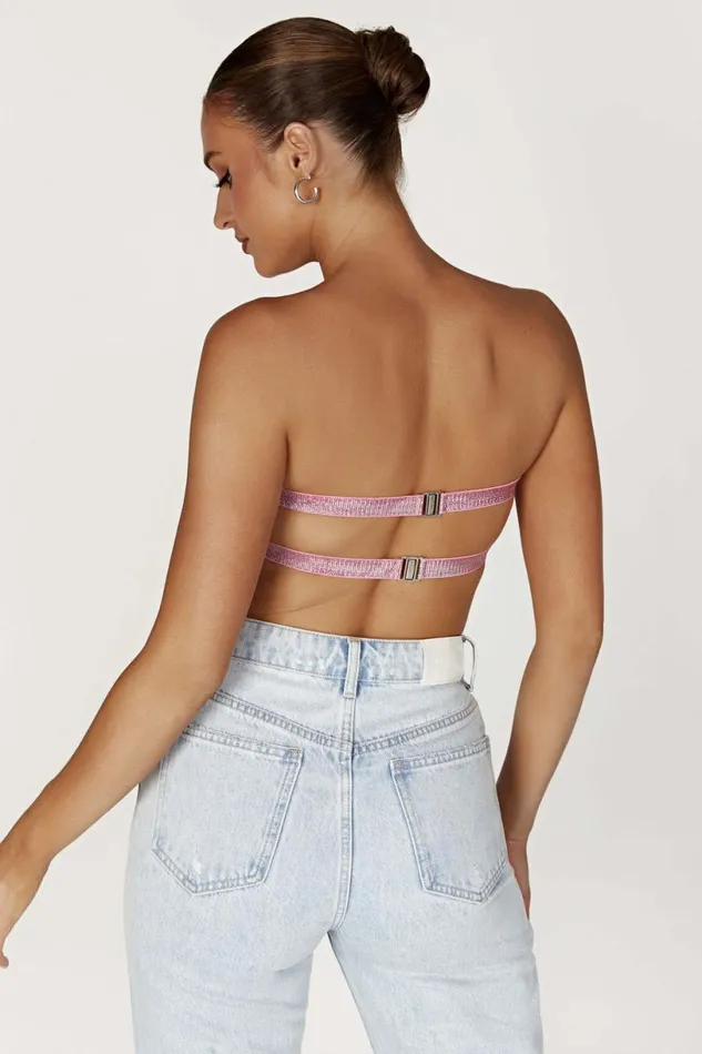 Meshki Crop Tops Women Valerie Diamante Bandeau 8211 Blush Pink Blushpink