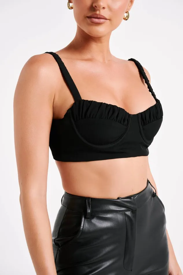 Meshki Crop Tops Women Zaira Cupped Crepe Crop Top 8211 Black Black