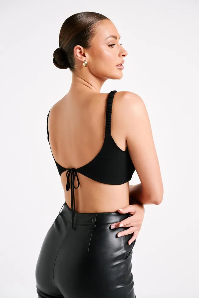Meshki Crop Tops Women Zaira Cupped Crepe Crop Top 8211 Black Black