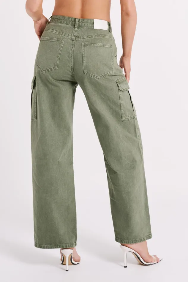 Meshki Denim Women Jagger Relaxed Denim Jean 8211 Khaki Khaki