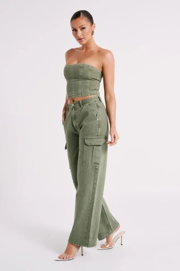 Meshki Denim Women Jagger Relaxed Denim Jean 8211 Khaki Khaki