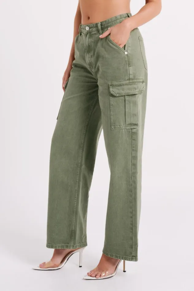 Meshki Denim Women Jagger Relaxed Denim Jean 8211 Khaki Khaki