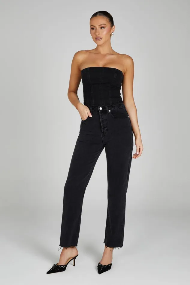 Meshki Denim Women Tina Mom Jean 8211 Washed Black Washedblack