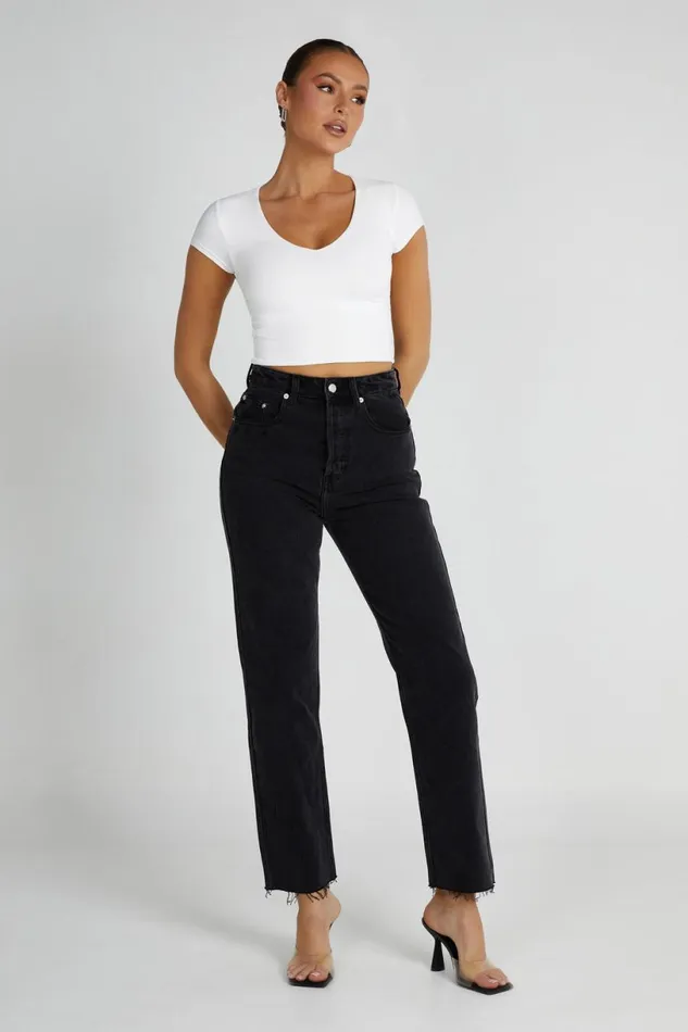 Meshki Denim Women Tina Mom Jean 8211 Washed Black Washedblack