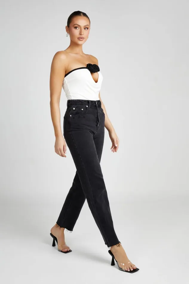 Meshki Denim Women Tina Mom Jean 8211 Washed Black Washedblack
