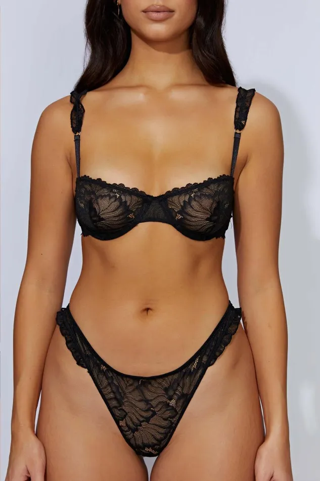 Meshki Intimates Women Roisin Lace Cheeky Cut Bottoms 8211 Black Black