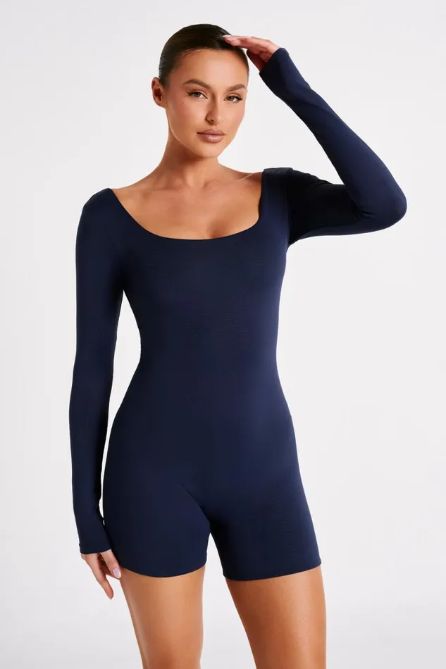Meshki Jumpsuits and Rompers Women Oakley Recycled Nylon Long Sleeve Playsuit 8211 Navy Navy