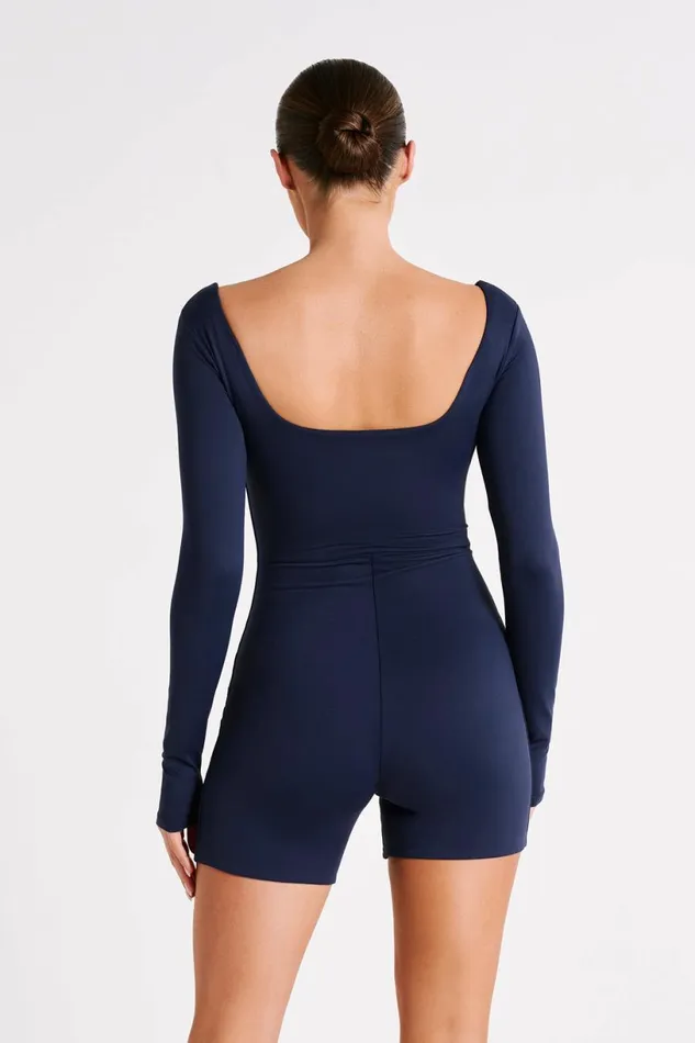 Meshki Jumpsuits and Rompers Women Oakley Recycled Nylon Long Sleeve Playsuit 8211 Navy Navy
