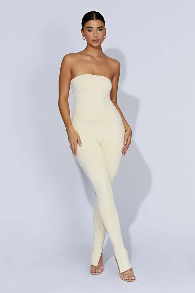 Meshki Jumpsuits and Rompers Women Peggy Strapless Jumpsuit 8211 Cream Cream