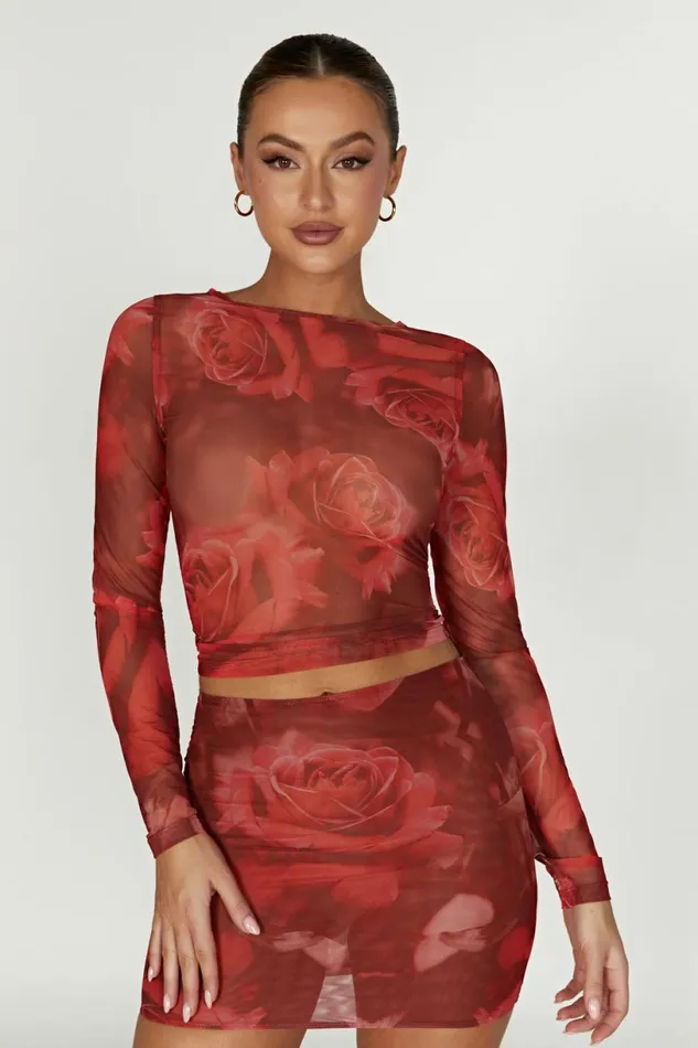 Meshki Long Sleeve Tops Women Blaine Mesh Long Sleeve Top 8211 Oversized Rose Print Oversized Rose Print Meshki Long Sleeve Tops Women Blaine Mesh Long Sleeve Top 8211 Oversized Rose Print Oversized Rose Print