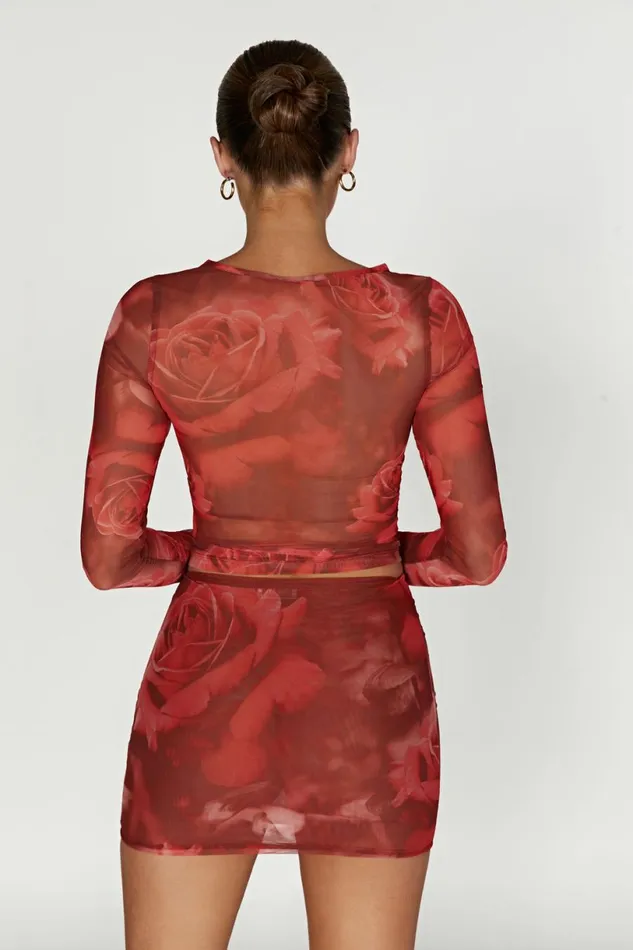 Meshki Long Sleeve Tops Women Blaine Mesh Long Sleeve Top 8211 Oversized Rose Print Oversized Rose Print