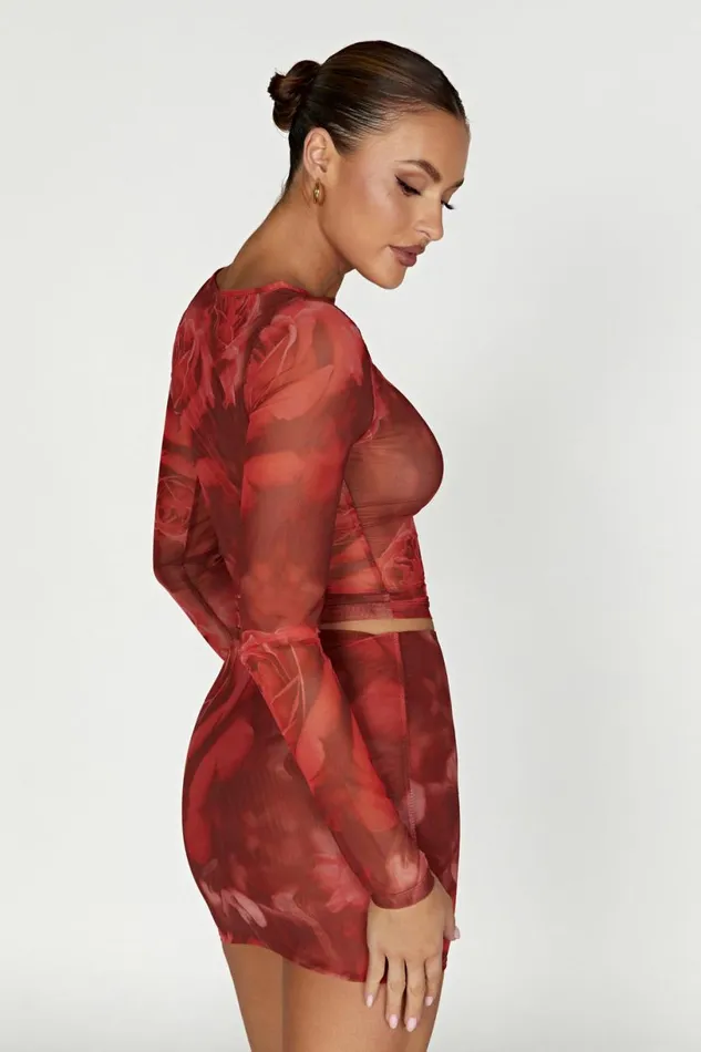 Meshki Long Sleeve Tops Women Blaine Mesh Long Sleeve Top 8211 Oversized Rose Print Oversized Rose Print