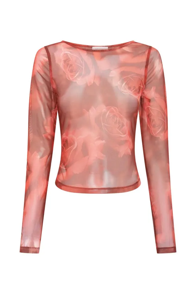Meshki Long Sleeve Tops Women Blaine Mesh Long Sleeve Top 8211 Oversized Rose Print Oversized Rose Print