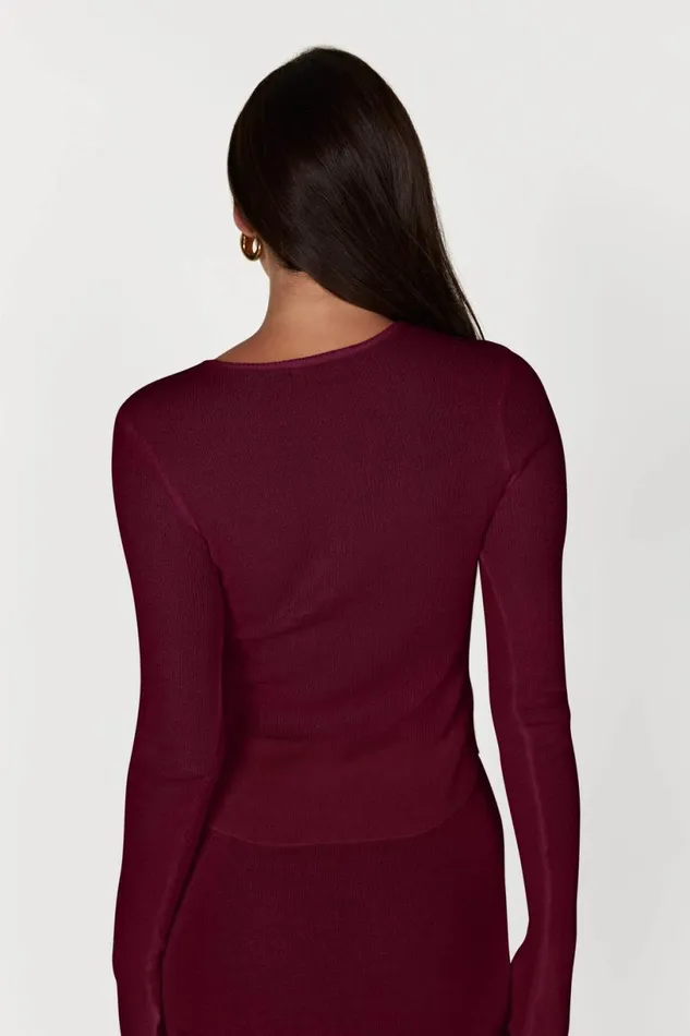 Meshki Long Sleeve Tops Women Maribelle Knit Long Sleeve Top 8211 Wine Wine