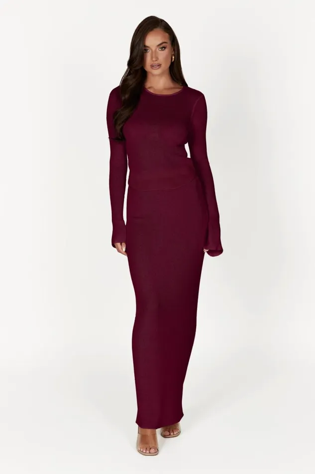 Meshki Long Sleeve Tops Women Maribelle Knit Long Sleeve Top 8211 Wine Wine