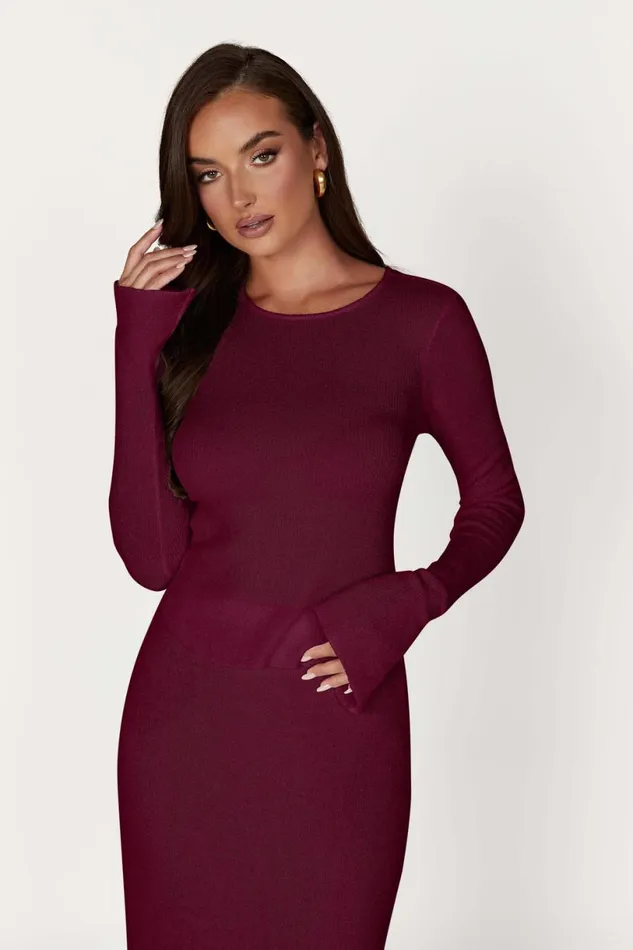 Meshki Long Sleeve Tops Women Maribelle Knit Long Sleeve Top 8211 Wine Wine