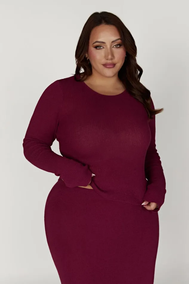Meshki Long Sleeve Tops Women Maribelle Knit Long Sleeve Top 8211 Wine Wine