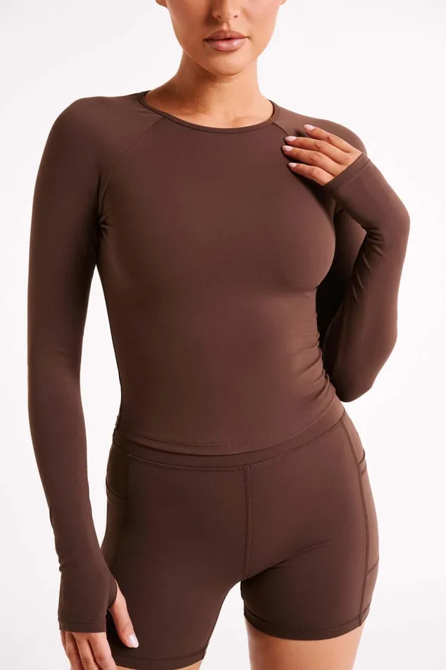 Meshki Long Sleeve Tops Women Venus Long Sleeve Top 8211 Dark Chocolate Darkchocolate