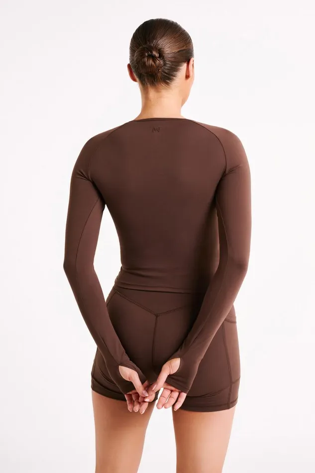 Meshki Long Sleeve Tops Women Venus Long Sleeve Top 8211 Dark Chocolate Darkchocolate