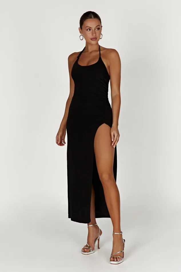Meshki Maternity Dresses Women Allison Jersey Ruched Split Maxi Dress 8211 Black Black Meshki Maternity Dresses Women Allison Jersey Ruched Split Maxi Dress 8211 Black Black