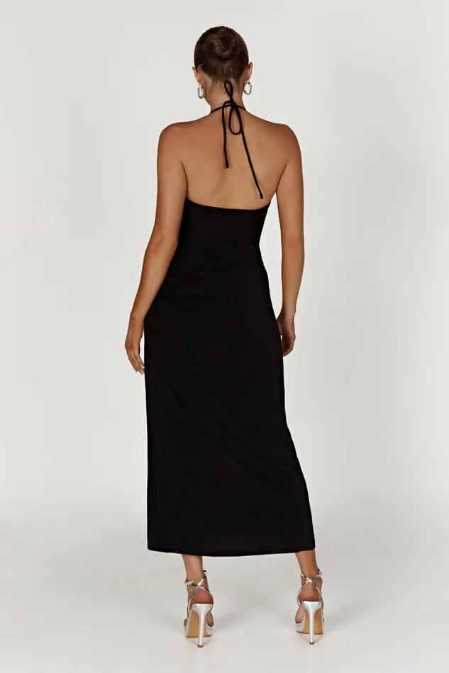 Meshki Maternity Dresses Women Allison Jersey Ruched Split Maxi Dress 8211 Black Black