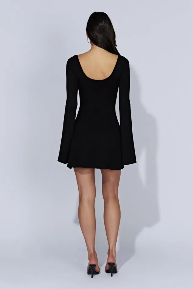 Meshki Maternity Dresses Women Birdie Long Sleeve Knit Mini Dress 8211 Black Black