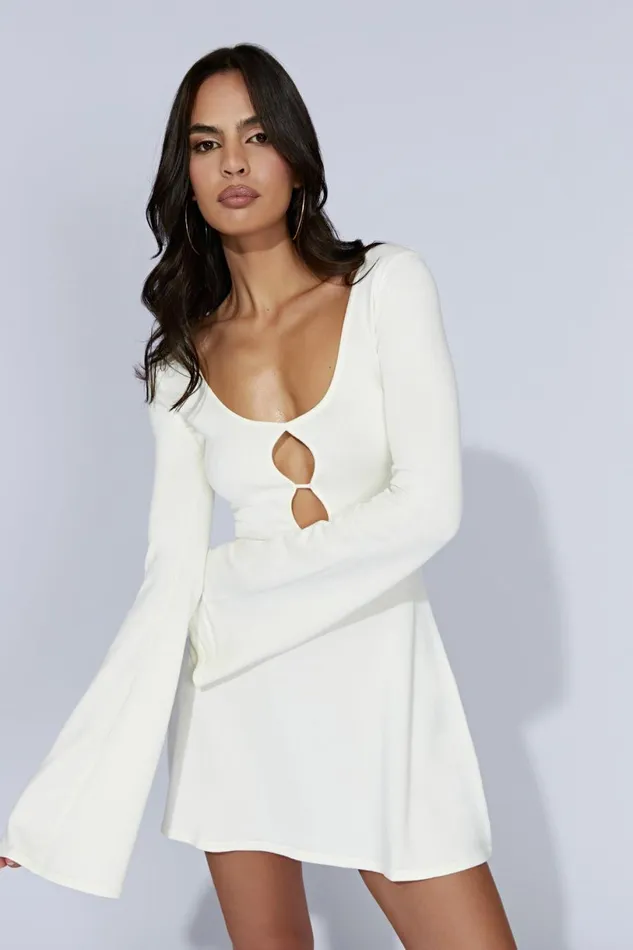 Meshki Maternity Dresses Women Birdie Long Sleeve Knit Mini Dress 8211 White White Meshki Maternity Dresses Women Birdie Long Sleeve Knit Mini Dress 8211 White White