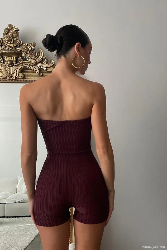 Meshki Maternity Dresses Women Ginny Strapless Knitted Playsuit 8211 Cherry Chocolate Cherrychocolate Meshki Maternity Dresses Women Ginny Strapless Knitted Playsuit 8211 Cherry Chocolate Cherrychocolate