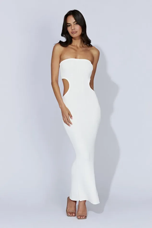 Meshki Maternity Dresses Women Kori Knit Bandeau Maxi Dress 8211 White White