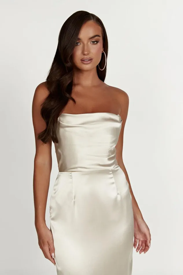 Meshki Maxi Dresses Women Alanis Strapless Maxi Dress 8211 Champagne Champagne