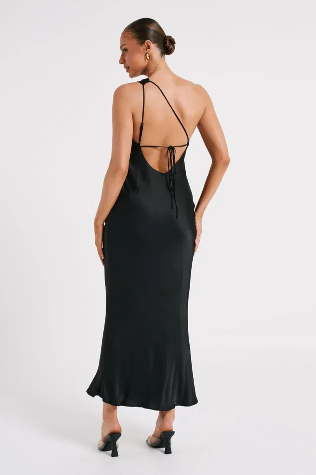 Meshki Maxi Dresses Women Alejandra One Shoulder Satin Maxi Dress 8211 Black Black