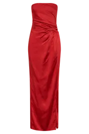 Meshki Maxi Dresses Women Aminah Draped Strapless Maxi Dress 8211 Red Red