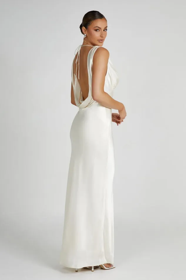 Meshki Maxi Dresses Women Angelique Satin Cowl Back Maxi Dress 8211 Ivory Ivory Meshki Maxi Dresses Women Angelique Satin Cowl Back Maxi Dress 8211 Ivory Ivory
