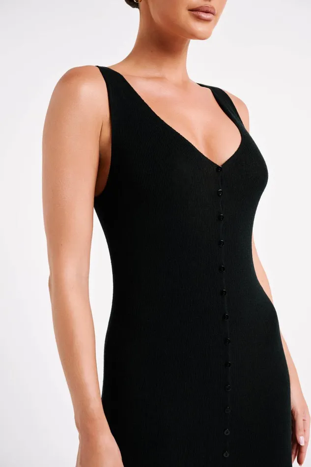 Meshki Maxi Dresses Women Antonia Buttoned Knit Maxi Dress 8211 Black Black Meshki Maxi Dresses Women Antonia Buttoned Knit Maxi Dress 8211 Black Black