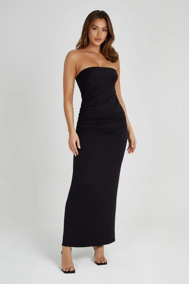 Meshki Maxi Dresses Women Astraea Recycled Nylon Drape Maxi Dress 8211 Black Black Meshki Maxi Dresses Women Astraea Recycled Nylon Drape Maxi Dress 8211 Black Black