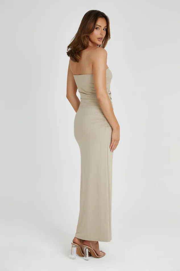 Meshki Maxi Dresses Women Astraea Recycled Nylon Drape Maxi Dress 8211 Taupe Taupe