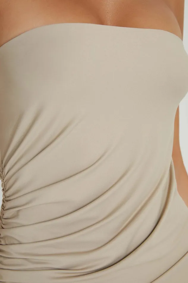 Meshki Maxi Dresses Women Astraea Recycled Nylon Drape Maxi Dress 8211 Taupe Taupe
