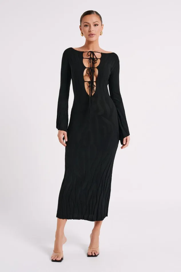 Meshki Maxi Dresses Women Brinley Long Sleeve Knit Maxi Dress 8211 Black Black Meshki Maxi Dresses Women Brinley Long Sleeve Knit Maxi Dress 8211 Black Black